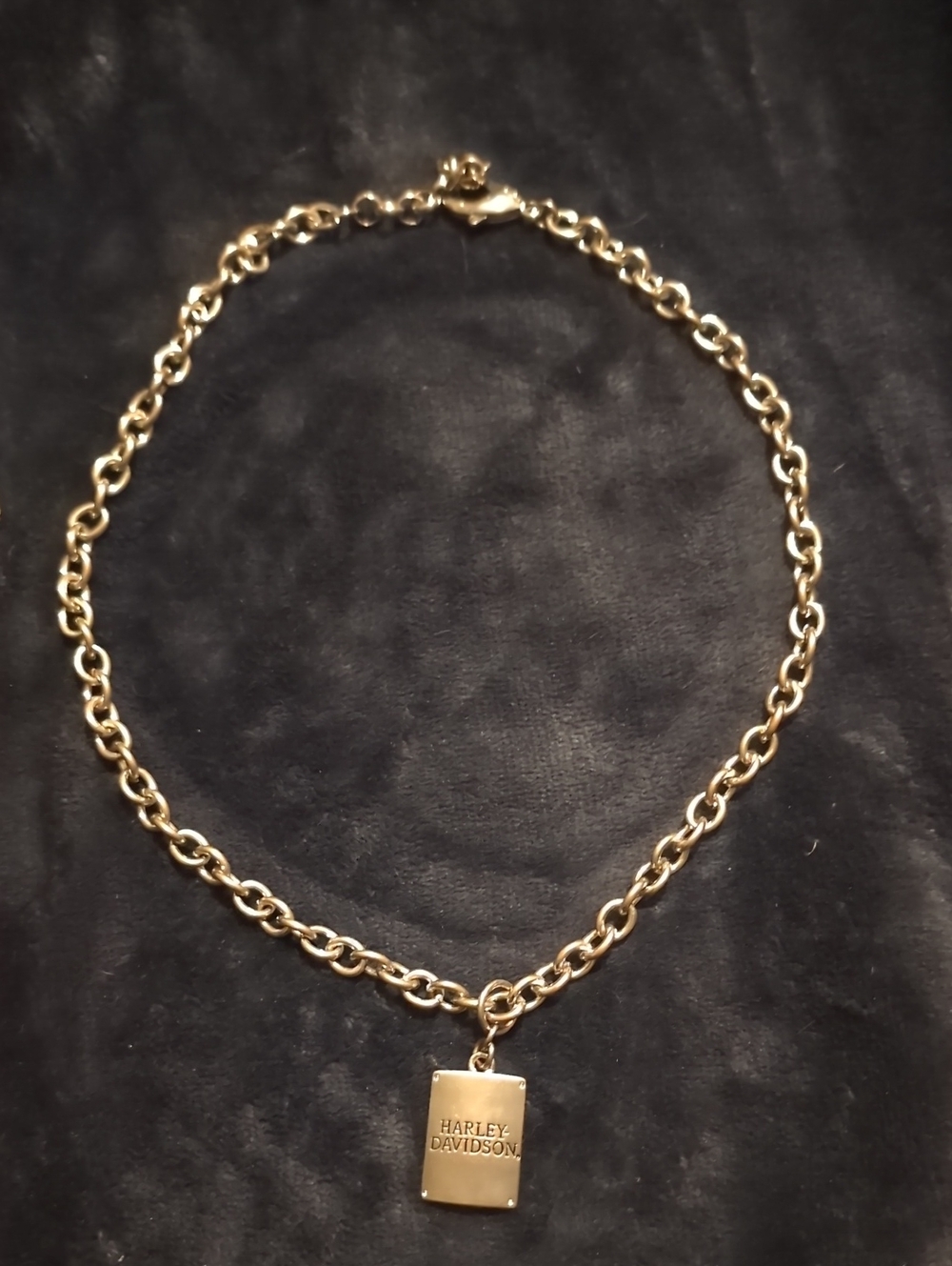 Harley-Davidson  Logo- Rectangular Pendant Chain Necklace-Vintage